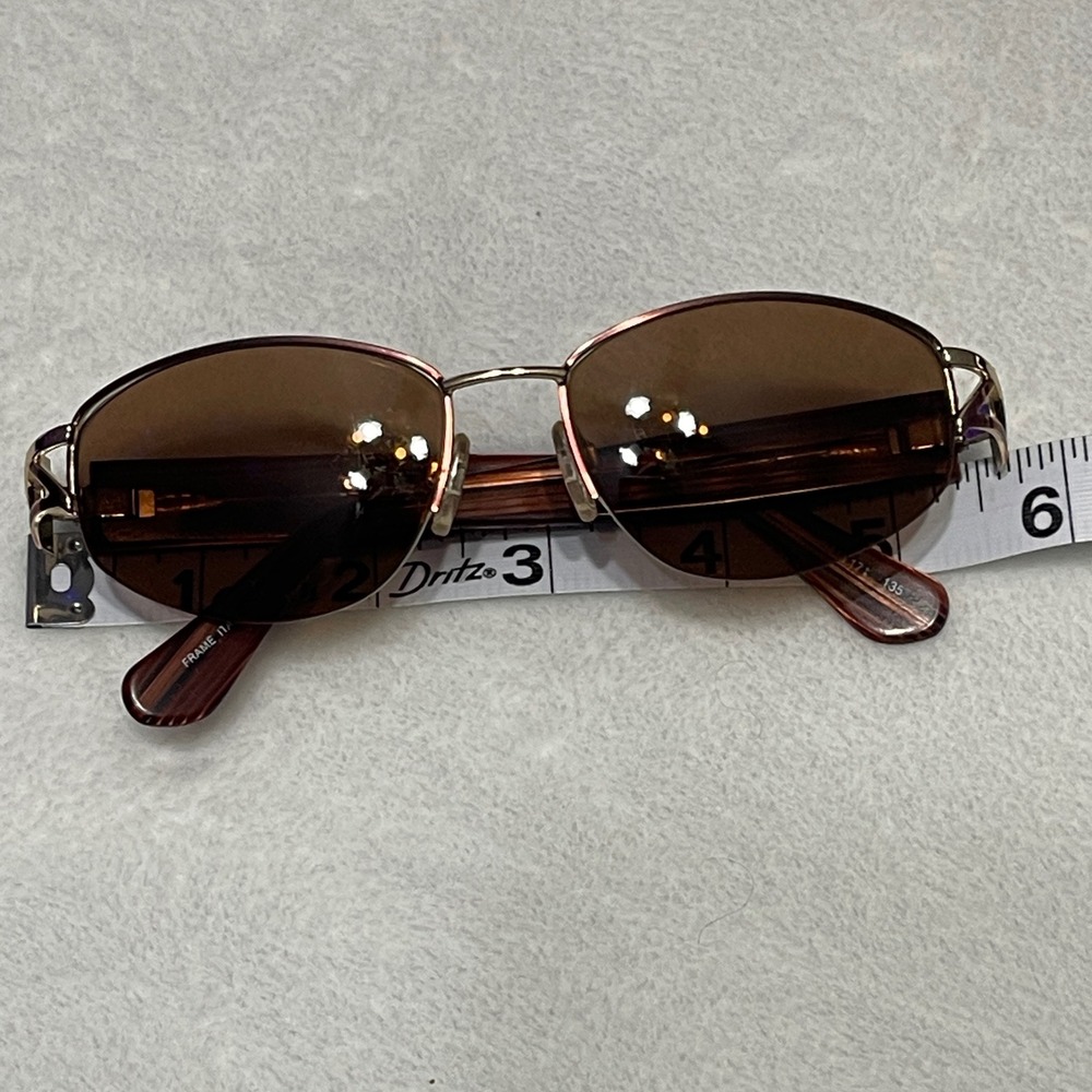 Tura 617 COP Oval Sunglasses Brown Wood Grain Gold Accents Italy FRAMES ONLY